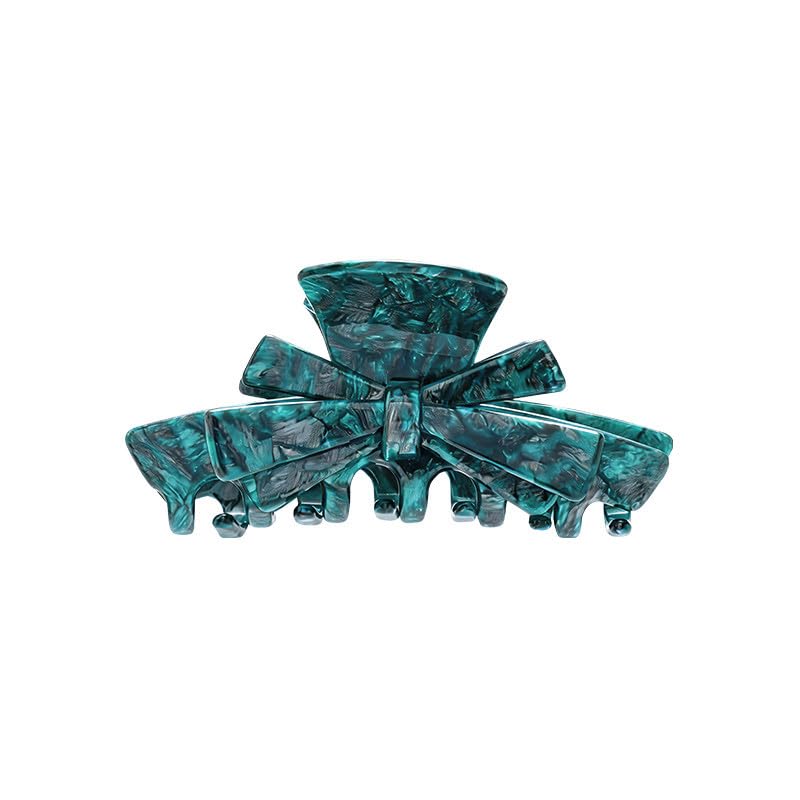 marbled acrylic double sided bow hair claw – green — image 1 Marbled Acrylic Double-Sided Bow Hair Claw – Green