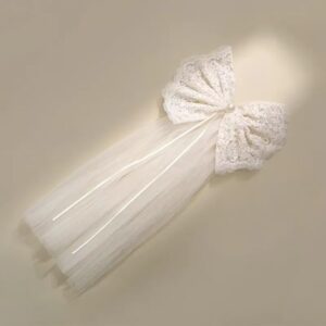 White Lace Bow Bridal and Flower Girl Hair Clip