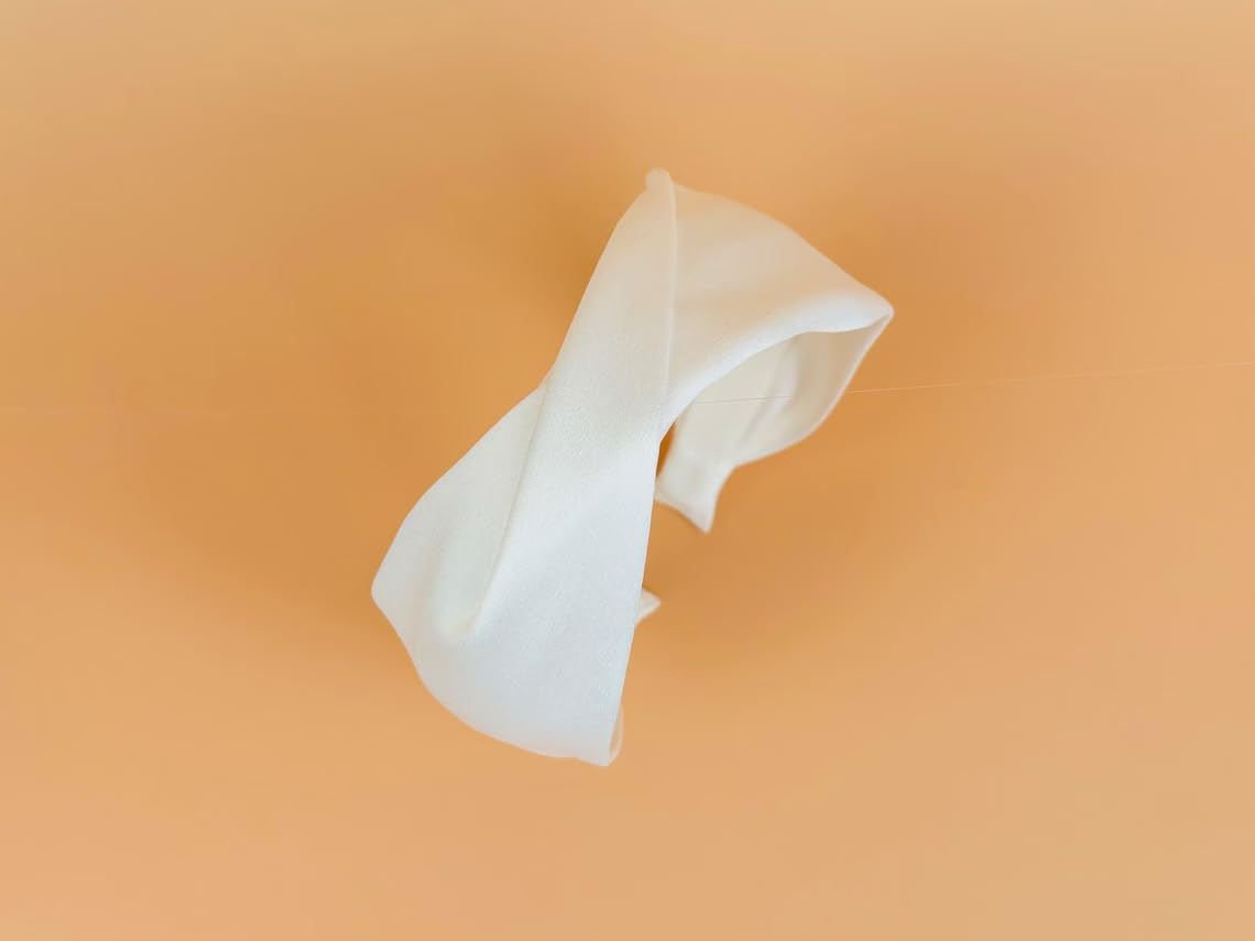 white satin twist bridal headband — image 2 White Satin Twist Bridal Headband — detail 1