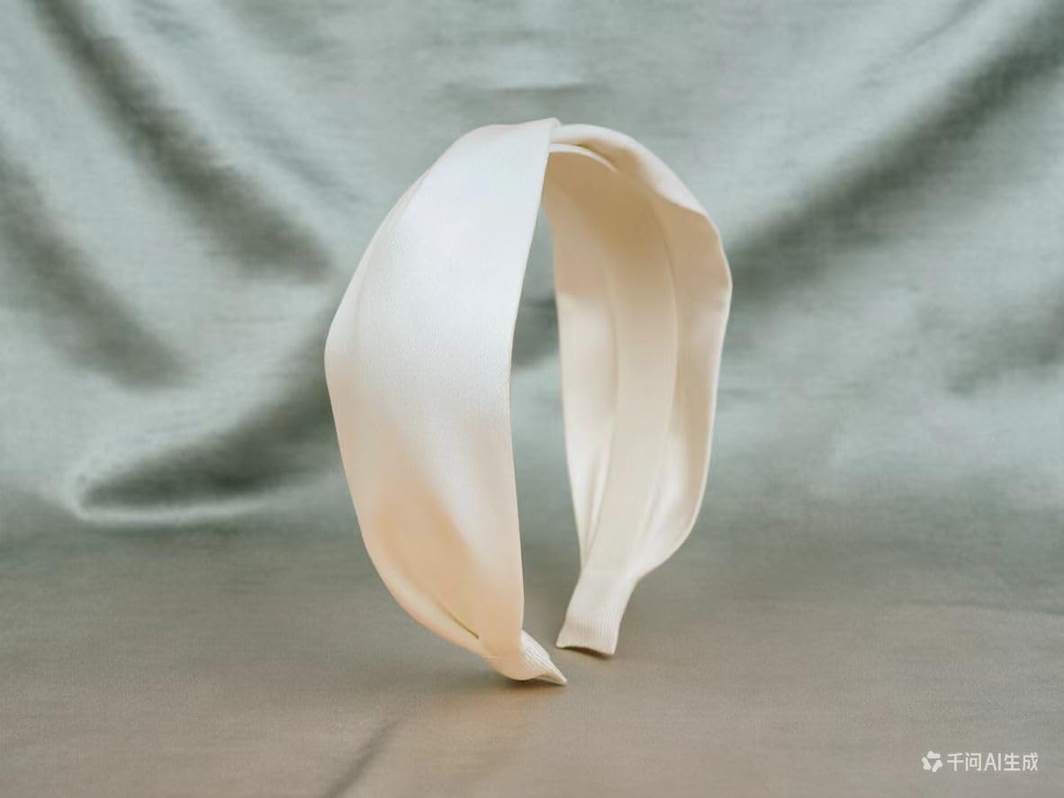white satin twist bridal headband — image 6 White Satin Twist Bridal Headband — detail 5