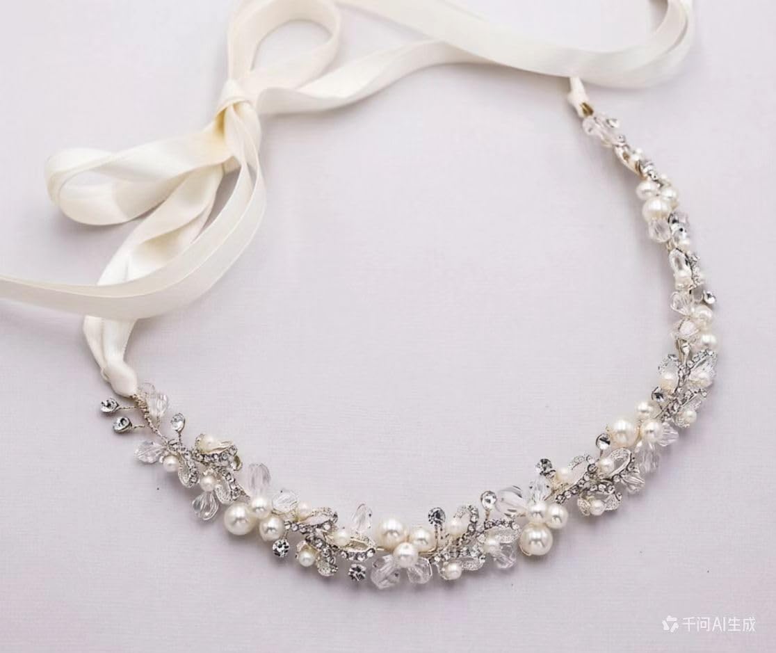 pearl and crystal wedding hair vine — image 7 Pearl and Crystal Wedding Hair Vine — detail 6