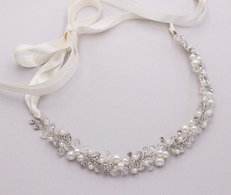 pearl and crystal wedding hair vine — image 1 Pearl and Crystal Wedding Hair Vine