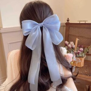 Oversized Ribbon Bow Hair Clip – Blue (M0006)