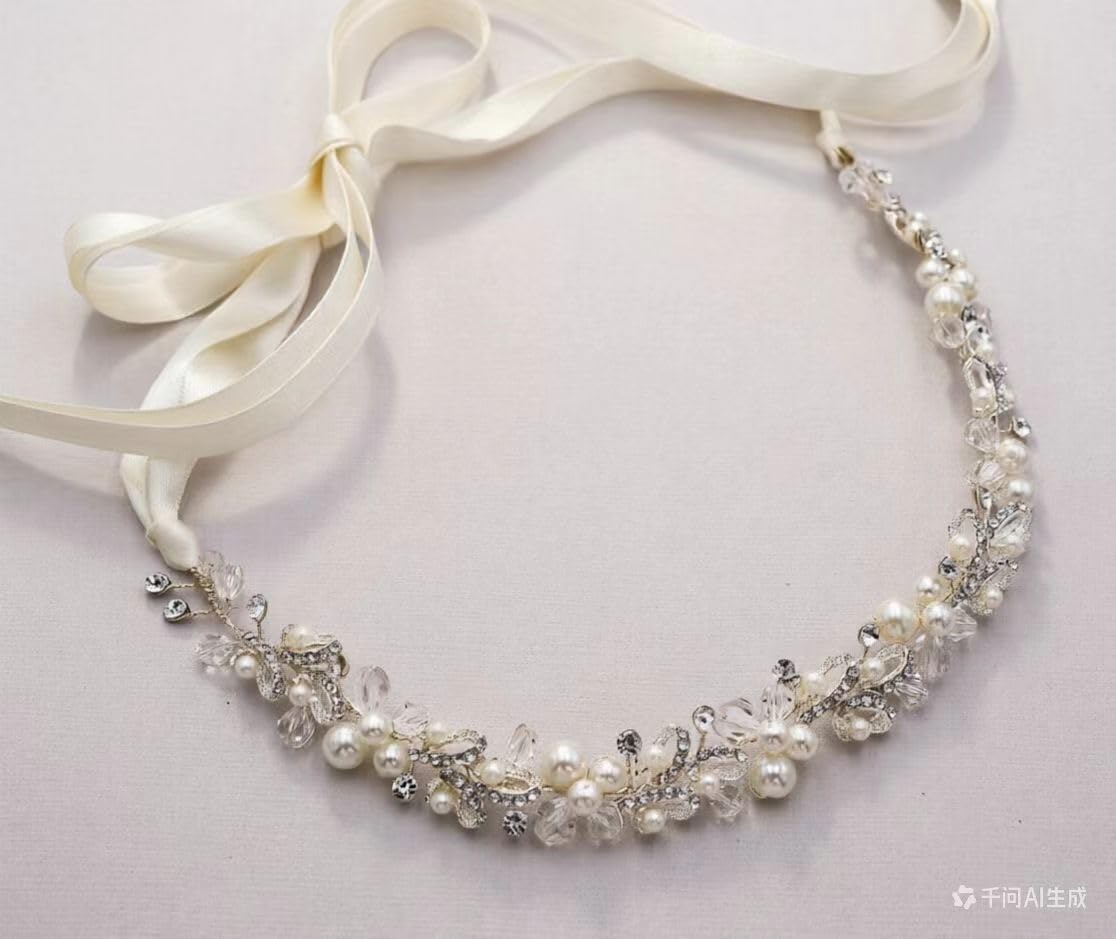 pearl and crystal wedding hair vine — image 8 Pearl and Crystal Wedding Hair Vine — detail 7