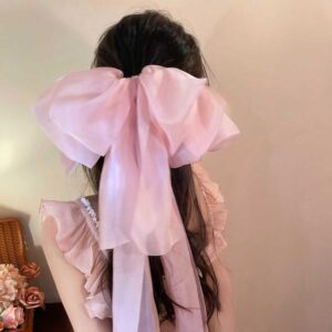 Large Chiffon Bow Hair Clip – Pink