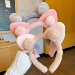 Plush Bunny Ear Headband – Grey