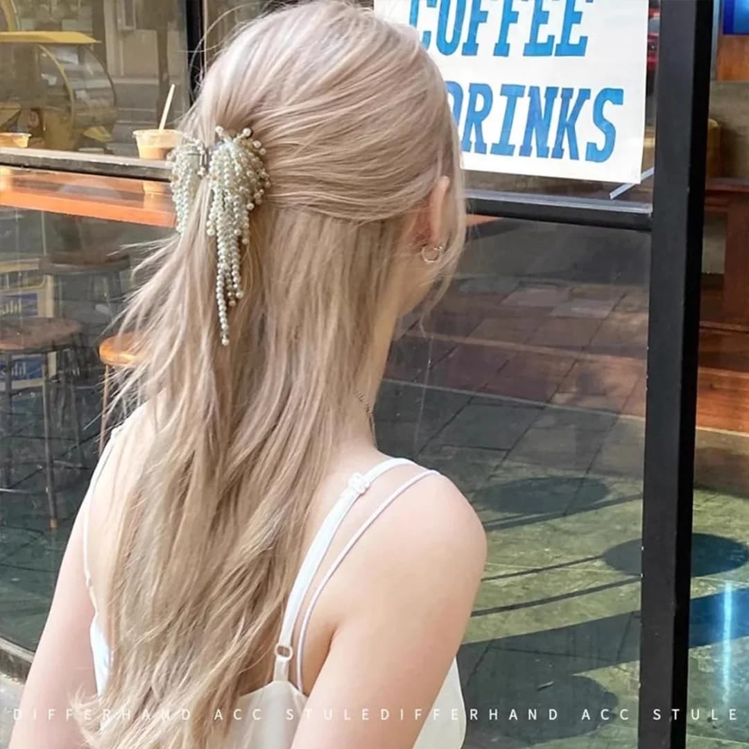 faux pearl tassel hair claw clip — image 3 Faux Pearl Tassel Hair Claw Clip — detail 2